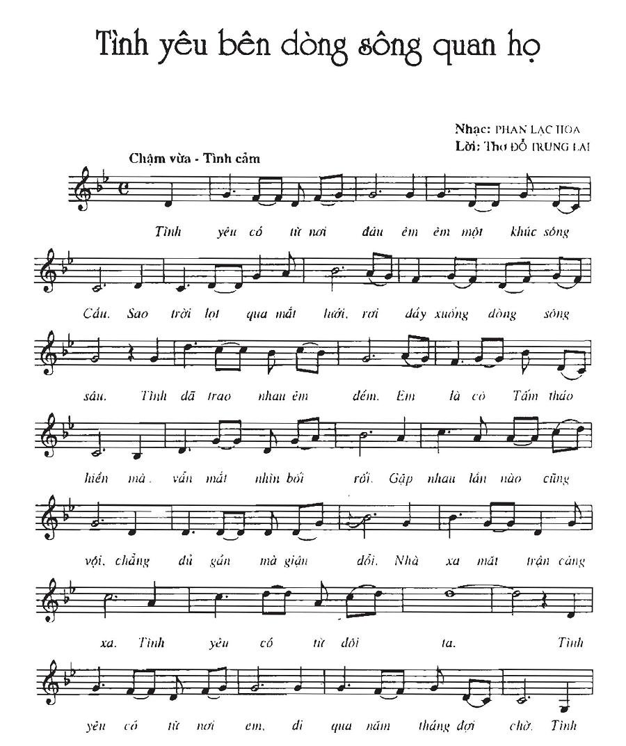 Sheet nhạc Tình Yêu Bên Dòng Sông Quan Họ